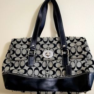 Vintage Coach jacquard and leather bag